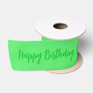 Lazo De Raso Cumpleaños Feliz Nombre Personalizado Verde