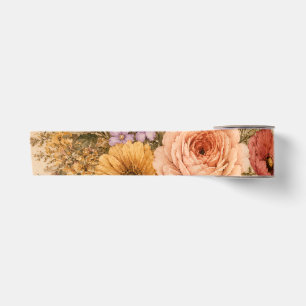 Lazo De Raso Cumpleaños floral retro personalizado con flores