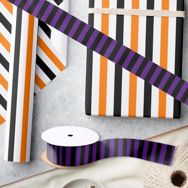Lazo De Raso Cumpleaños Halloween Purple Black Stripes Gift Wra (Birthday Halloween Purple Black Stripes Gift Wrap Satin Ribbon)