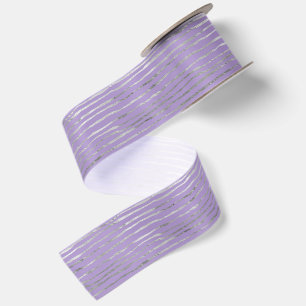 Lazo De Raso Cumpleaños Rayas Plateadas Moradas Lavanda