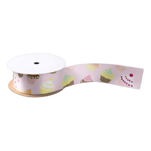 LAZO DE RASO CUPCAKES ESTAMPADO ROSA