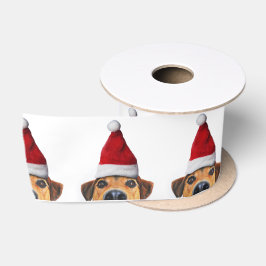 Lazo De Raso Curioso perro gracioso con Santa Hat