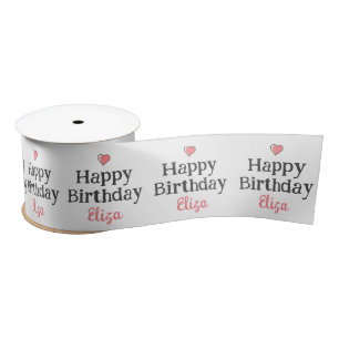 Lazo De Raso Cute Chica Feliz Cumpleaños Rosa