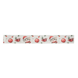 Lazo De Raso Cute Christmas Kittens Satin Ribbon