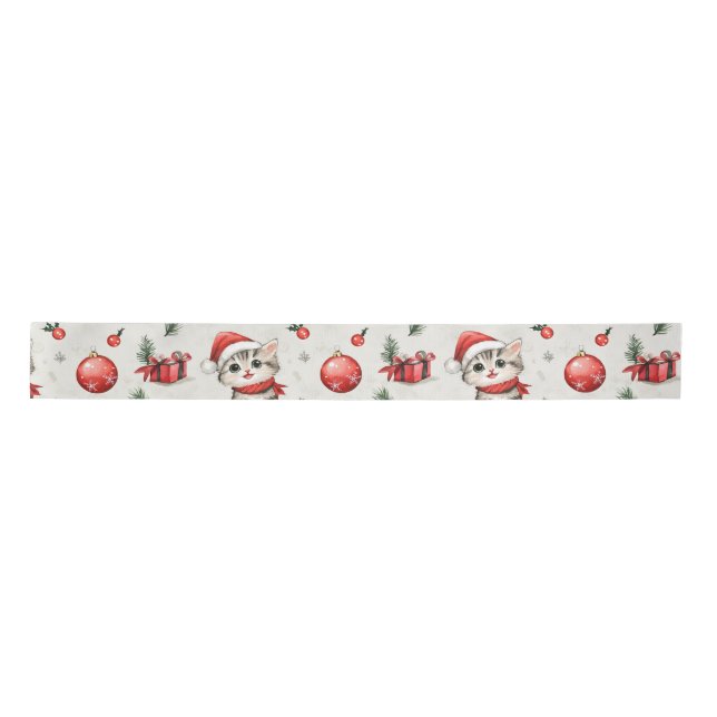 Lazo De Raso Cute Christmas Kittens Satin Ribbon (Anverso)