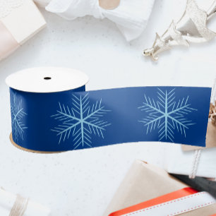 Lazo De Raso Cute copos de nieve azules de invierno