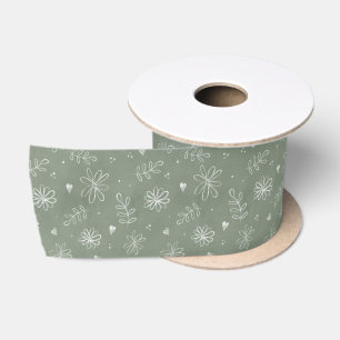 Lazo De Raso Cute floral Rustic Sage Green Hand Drake