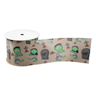 Lazo De Raso Cute Halloween Zombie Pattern Ribbon | Spooky Cart