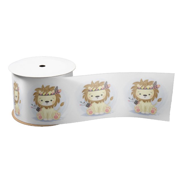 Lazo De Raso Cute Little Boho Lion Baby Shower (Carrete)