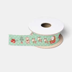 Lazo De Raso Cute Navidad Santa Muñeco de nieve Reno Menta Luna
