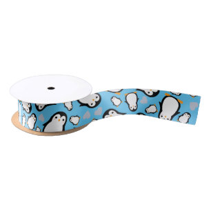 Lazo De Raso Cute pingüino Baby Shower Blue Boy