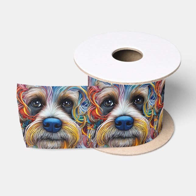 Lazo De Raso Cute Pop Art Terrier (Carrete)