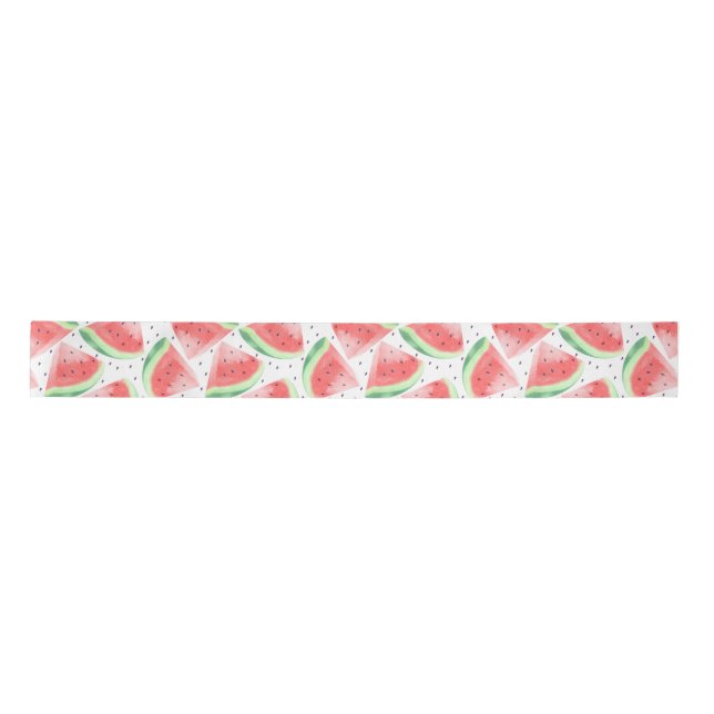Lazo De Raso Cute Summer Kawaii Watercolor Watermelón (Anverso)