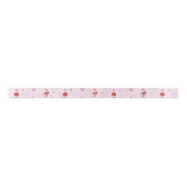Lazo De Raso Cute Valentine Goose Hearts Pink Grid Pattern