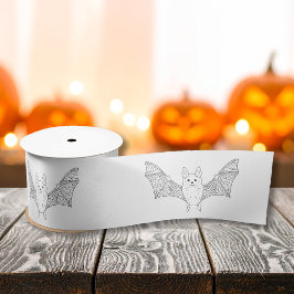 Lazo De Raso Cuto Mural Mínimo Con Wings Line Art Halloween