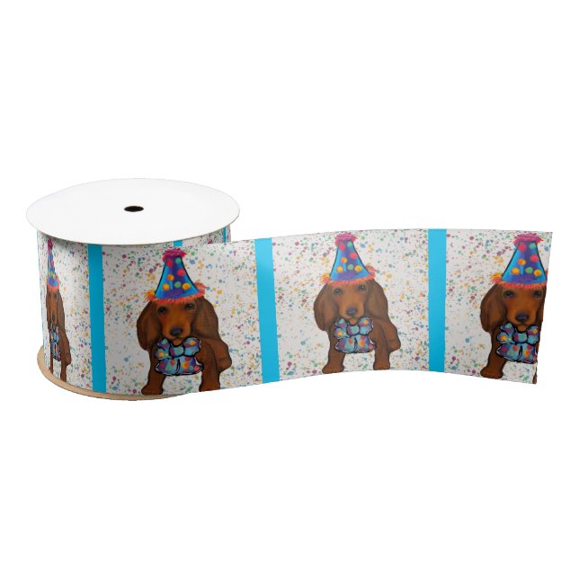 Lazo De Raso Dachshund rojo de pelo largo      (Carrete)