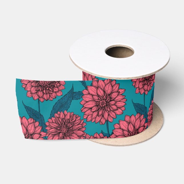 Lazo De Raso Dahlias Satin Ribbon (Carrete)