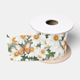 Lazo De Raso Daisies acuarelas y mariposas