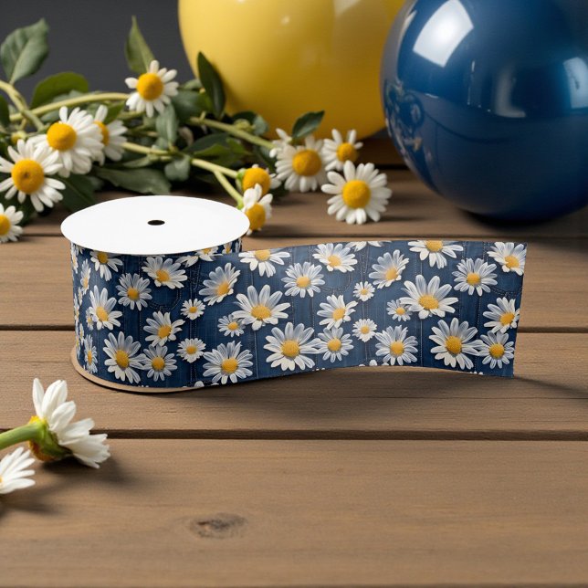 Lazo De Raso Daisies on Blue Denim Birthday  (Subido por el creador)