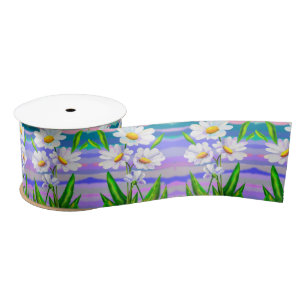 Lazo De Raso Daisy Flowers Satin Ribbon Spring Gift