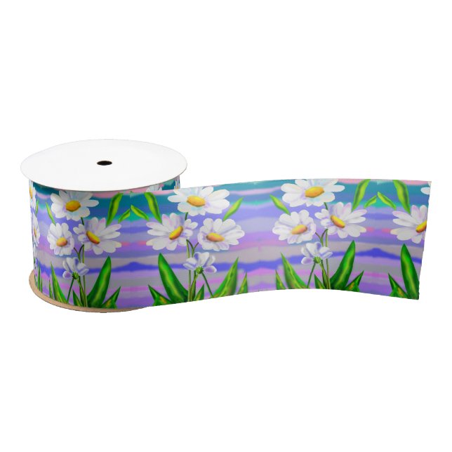 Lazo De Raso Daisy Flowers Satin Ribbon Spring Gift (Carrete)