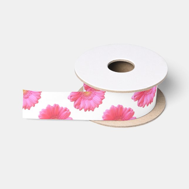 Lazo De Raso Daisy gerbera rosada (Carrete)