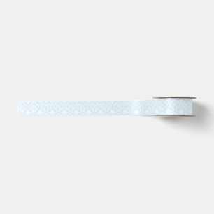 Lazo De Raso Damasco Azul y Blanco - Floral Elegante