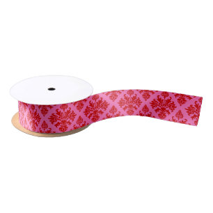 Lazo De Raso Damask #3 Colores DIY Color rojo rosado caliente