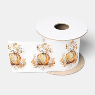 Lazo De Raso Decoración de otoño con calabaza y hojas