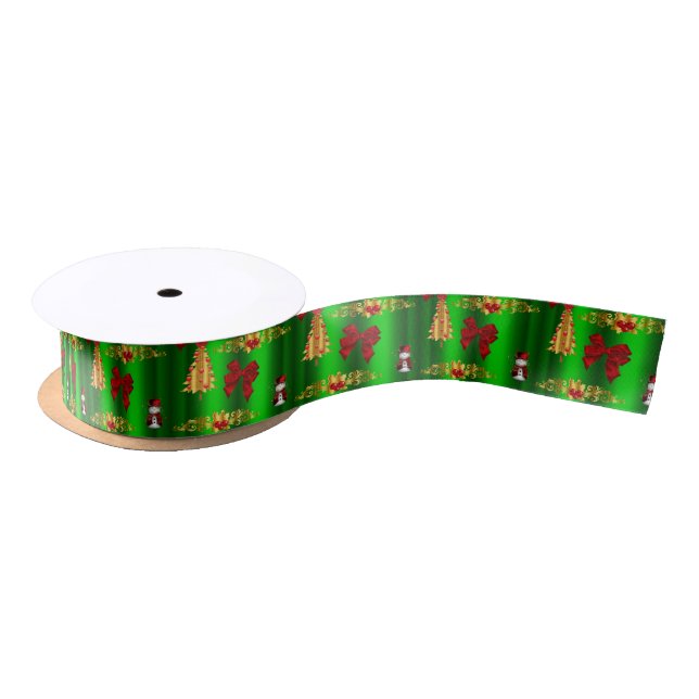 Lazo De Raso Decoraciones navideñas sobre el verde (Carrete)