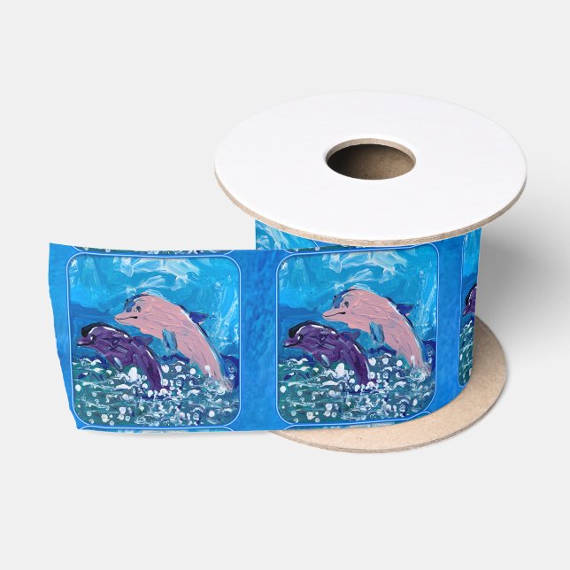 Lazo De Raso Delfines "Arte de niños" (Carrete)