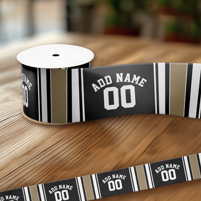 Lazo De Raso Deportes Jersey Black and Gold Stristris Name Numb (Custom Ribbon - Personalize with your text)