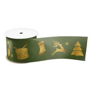Lazo De Raso Deseos simples ・ Elementos Navidades ・ Verde oliva