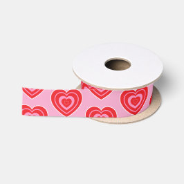 Lazo De Raso Día de San Valentín Corazón de dos tonos rosa y ro