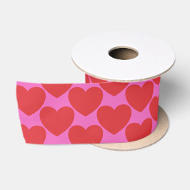 Lazo De Raso Día de San Valentín Corazón Rosa y Rojo Patrón