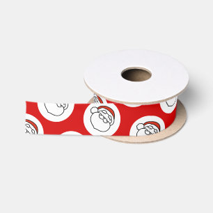 Lazo De Raso Dibujo Adorable de Navidad Santa en Rojo