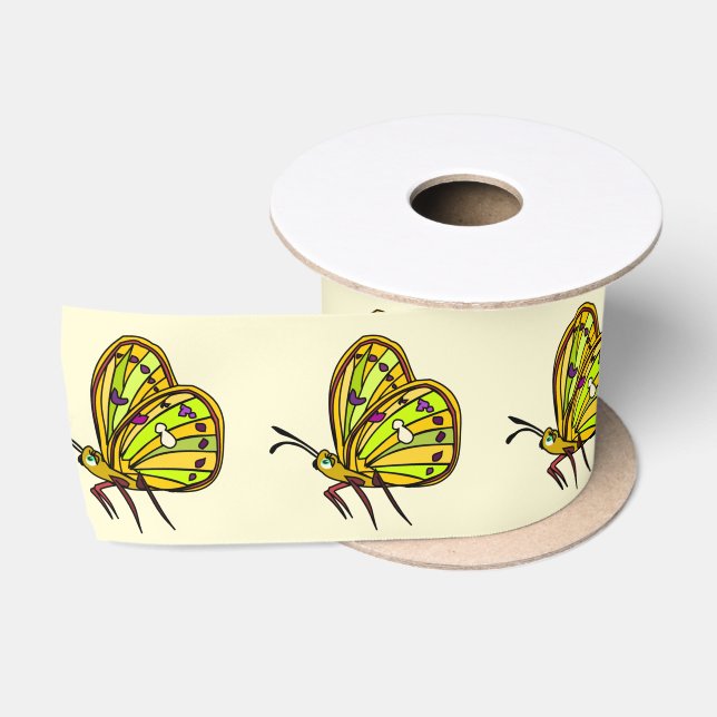 Lazo De Raso Dibujo de cinta de mariposa (Carrete)