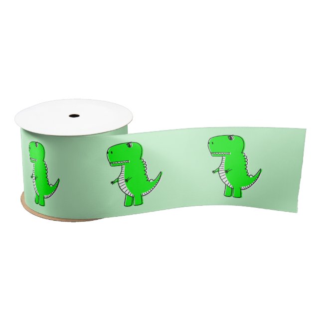 Lazo De Raso Dibujo de dinosaurio verde (Carrete)