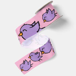 Lazo De Raso Dibujo de pájaro morado cute acuarela