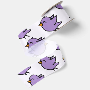 Lazo De Raso Dibujo de pájaro morado lindo