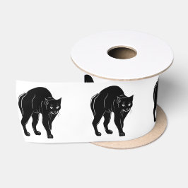 Lazo De Raso Dibujo de silueta de gato negro de Halloween