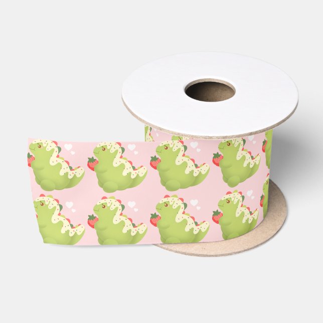 Lazo De Raso Dinosaur de Matcha de Fresa  (Carrete)