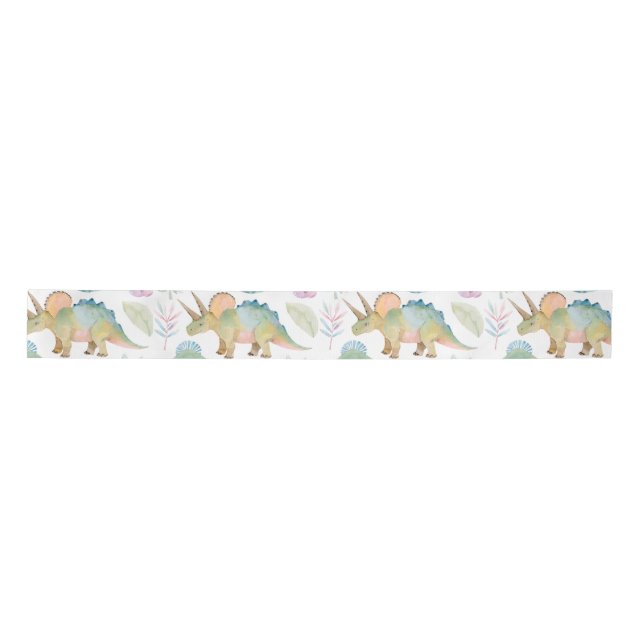 Lazo De Raso Dinosaur Triceratops Party Ribbon (Anverso)
