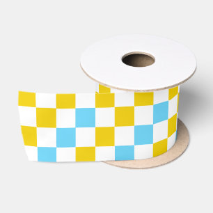 Lazo De Raso Diseño a cuadros amarillo blanco azul