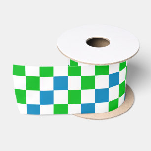 Lazo De Raso Diseño a cuadros azul blanco verde