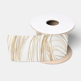 Lazo De Raso Diseño abstracto de blanco y oro
