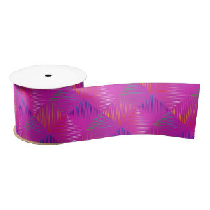Lazo De Raso Diseño Arcoiris Geométrico En Rosa