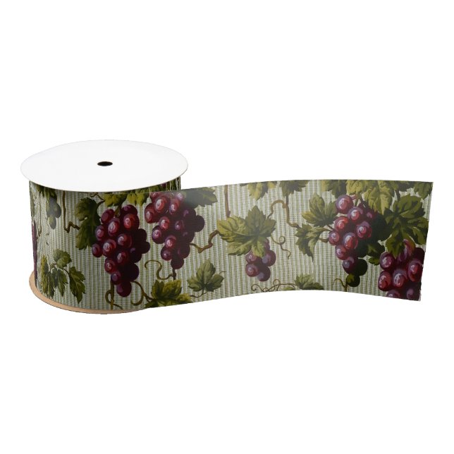 Lazo De Raso Diseño botánico de uvas antiguas de 1900 (Carrete)
