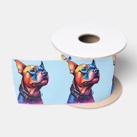 Diseño ciberpunk del Staffy Bull Terrier Colorido,