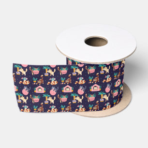 Lazo De Raso Diseño de amante de gatos juguetones